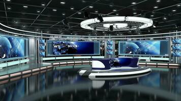 Virtual TV Studio Set. Green screen background. 3d Rendering photo