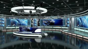 Virtual TV Studio Set. Green screen background. 3d Rendering photo