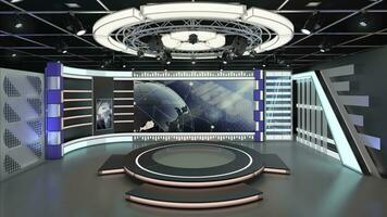 Virtual TV Studio Set. Green screen background. 3d Rendering photo