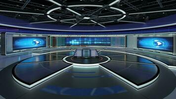 Virtual TV Studio Set. Green screen background. 3d Rendering photo