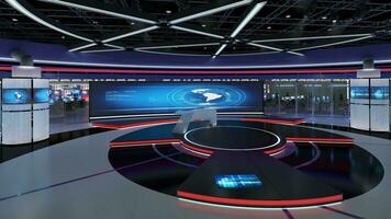 Virtual TV Studio Set. Green screen background. 3d Rendering photo