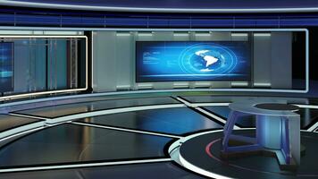 Virtual TV Studio Set. Green screen background. 3d Rendering photo