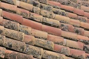 a close up of a roof with many different tiles photo