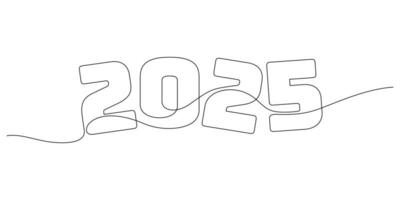 continuous line drawing 2025 beginning of the year thin line illustration vector