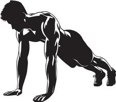 A man push up vector silhouette black color 8