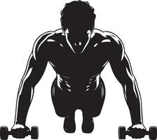 A man push up vector silhouette black color 11