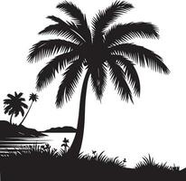 Sea beach vector silhouette illustration 10