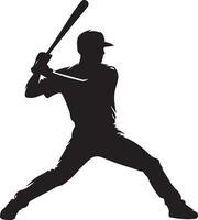 béisbol jugador vector silueta, silueta, negro color 13