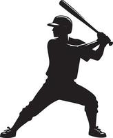 béisbol jugador vector silueta, silueta, negro color 6 6