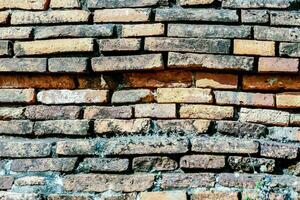 a brick wall with many different colors photo