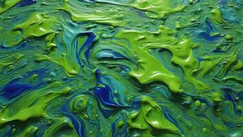 AI generated Abstract liquid blue and green texture. photo