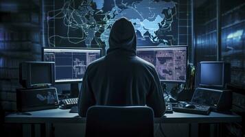 AI generated Hacker. A glimpse into the world of cyber conspiracies. AI Generated photo