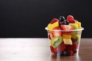 AI generated Fresh fruit salad to go with copy space. AI Generated photo