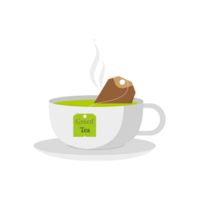 Tea bag green tea, hot teabag green tea and cup png