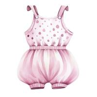 AI generated Pink baby girl romper in watercolors on a white background. AI Generated photo