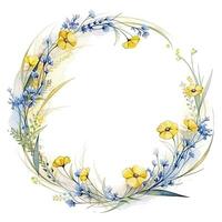 AI generated Watercolor circle frame. AI Generated photo
