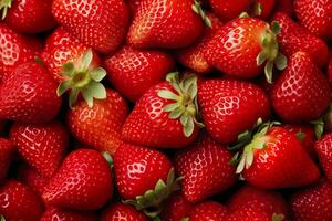 AI generated Texture of fresh strawberries as background. Generative AI photo