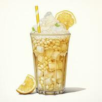 AI generated Watercolor jack fruit cream soda, Japanese soda. AI Generated photo