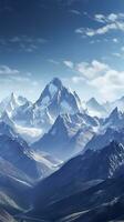 AI generated The beauty of a majestic and snow capped mountain range, with rugged peaks, AI Generative photo