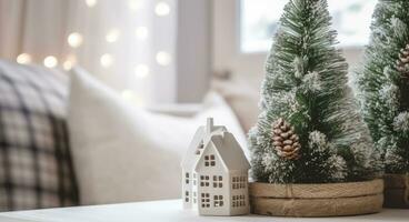 ai generado un acogedor concepto de festivo hogar decoración para Navidad. ai generado foto