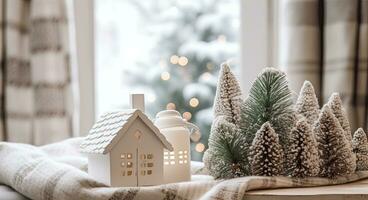 AI generated A cozy concept of festive home decoration for Christmas. AI Generated photo