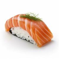 AI generated A sushi salmon on white background. AI Generated photo