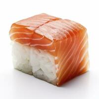 AI generated A sushi salmon on white background. AI Generated photo