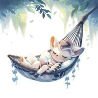 AI generated A sleepy baby zebra in a hammock. watercolor illustrations. AI Generated photo