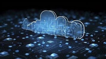 AI generated Abstract cloud computing technology concept. Generative AI. photo