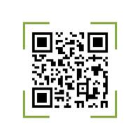 Qr-code in green frame. Simple vector element of identification