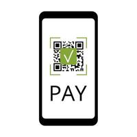 Código QR en teléfono pantalla. sencillo vector bandera para pago información