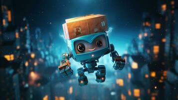 AI generated Cute robot joking funny ai generated character 3d image photo