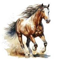 AI generated Horse running in watercolor. photo