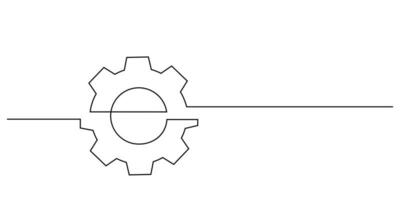 engranaje uno línea dibujo minimalismo mecánico Ingenieria electrónico ilustración vector