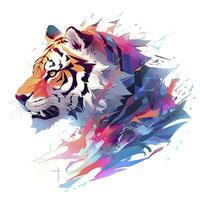 AI generated Watercolor tiger head on isolated with white background. AI Generated photo