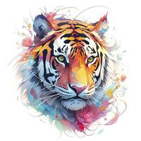 AI generated Watercolor tiger head on isolated with white background. AI Generated photo