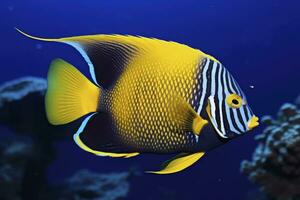 AI generated Beautiful angelfish in the ocean. AI Generated photo