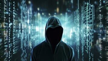 AI generated Unveiling the Anonymous Hacker. Digital Intrigue, Invisible Threats. AI Generated photo