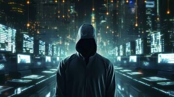 AI generated Unveiling the Anonymous Hacker. Digital Intrigue, Invisible Threats. AI Generated photo