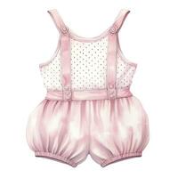 AI generated Pink baby girl romper in watercolors on a white background. AI Generated photo