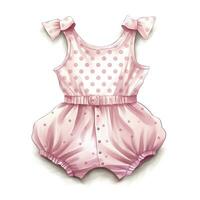 AI generated Pink baby girl romper in watercolors on a white background. AI Generated photo