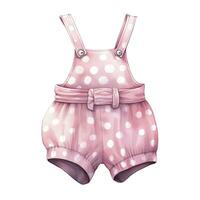 AI generated Pink baby girl romper in watercolors on a white background. AI Generated photo