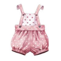 AI generated Pink baby girl romper in watercolors on a white background. AI Generated photo