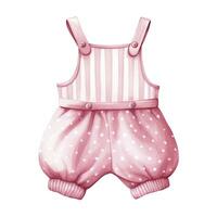 AI generated Pink baby girl romper in watercolors on a white background. AI Generated photo