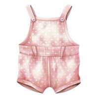 AI generated Pink baby girl romper in watercolors on a white background. AI Generated photo