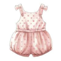 AI generated Pink baby girl romper in watercolors on a white background. AI Generated photo