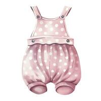 AI generated Pink baby girl romper in watercolors on a white background. AI Generated photo