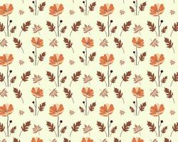 Autumn Floral Pattern with Orange and Brown Leaves vector