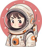 Young female astronaut in a spacesuit vector