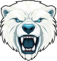 Angry polar bear face mascot vector